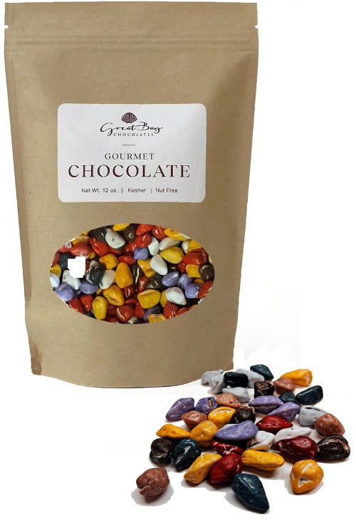 Great Bay Chocolates Edible Chocolate Rocks Premium Chocolate Stones - Peanut Free, Tree Nut Free, Non-GMO, Kosher Party Favors for Kids & Adults for Cake Decorating and Parties. (12 Oz.)